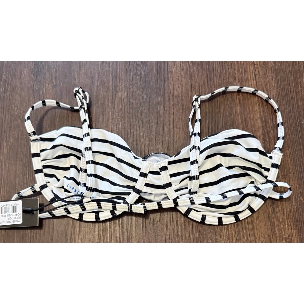 Lioness Women's Swim Porcelain Stripe Rosette Bikini Set Zuma Bottoms Sz L NWT - Picture 8 of 11